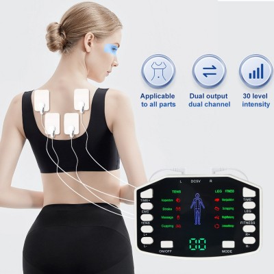 跨境新款EMS充电双输出彩屏数码经络按摩仪多功能脉冲按摩器批发