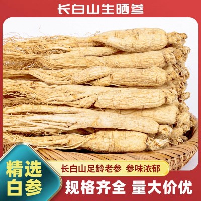 吉林长白山人参整根生晒参全须高龄参类东北特产干白参低 农残批发