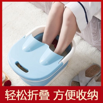 泡脚桶可折叠洗脚桶家用旅行加厚加深足浴桶可收缩滚轮按摩洗脚盆